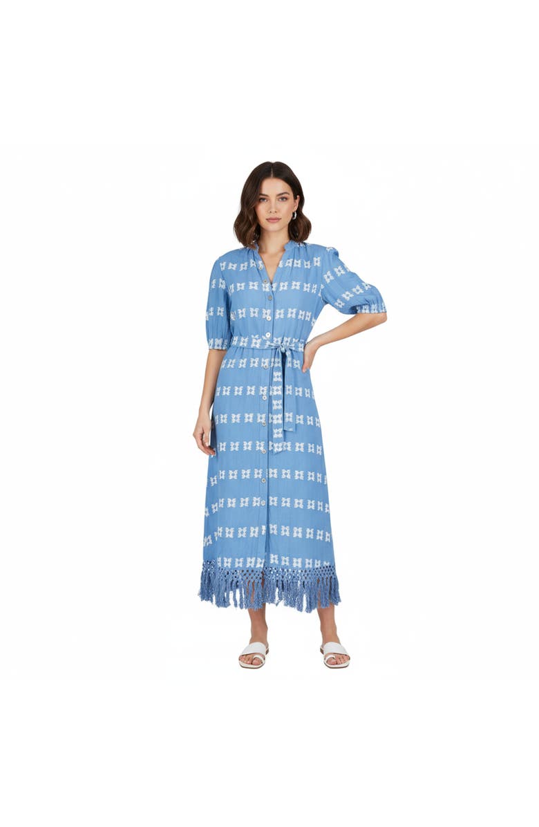 Mer St. Barth Estelle Womens Fringed Shirtdress, Alternate, color, Sky Blue