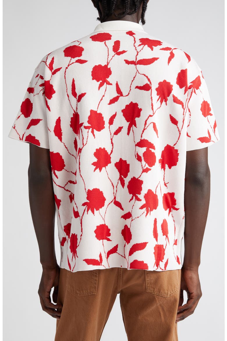La Chemise Maille Rosa Short Sleeve Button-Up Jacquard Knit Shirt, Alternate, color, MULTI-WHITE