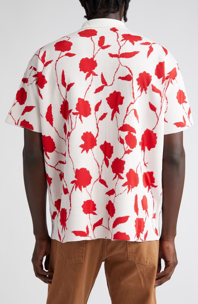 Jacquemus La Chemise Maille Rosa Short Sleeve Button-Up Jacquard Knit Shirt, Alternate, color, 