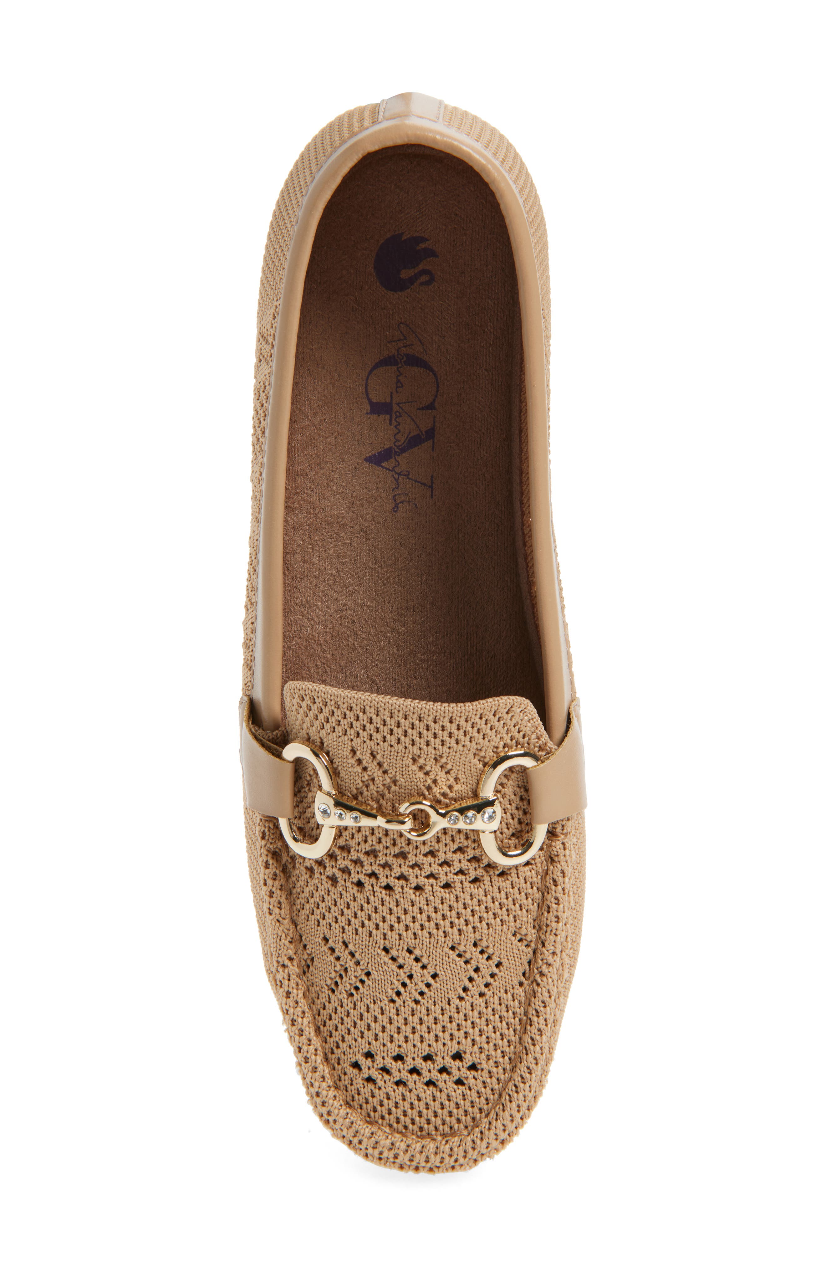 Tristan Rhinestone Bit Knit Loafer, Alternate, color, TAN