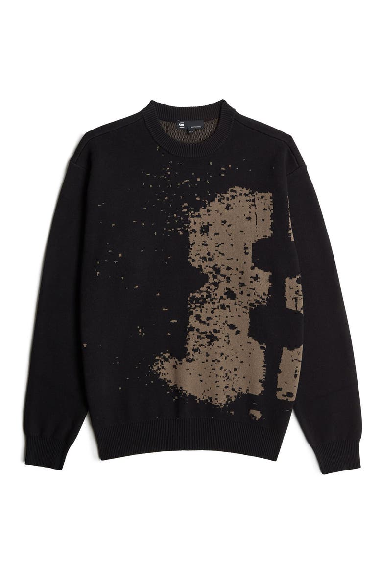 Sprayed 89 Relaxed Organic Cotton Crewneck Sweater, Alternate, color, DARK BLACK