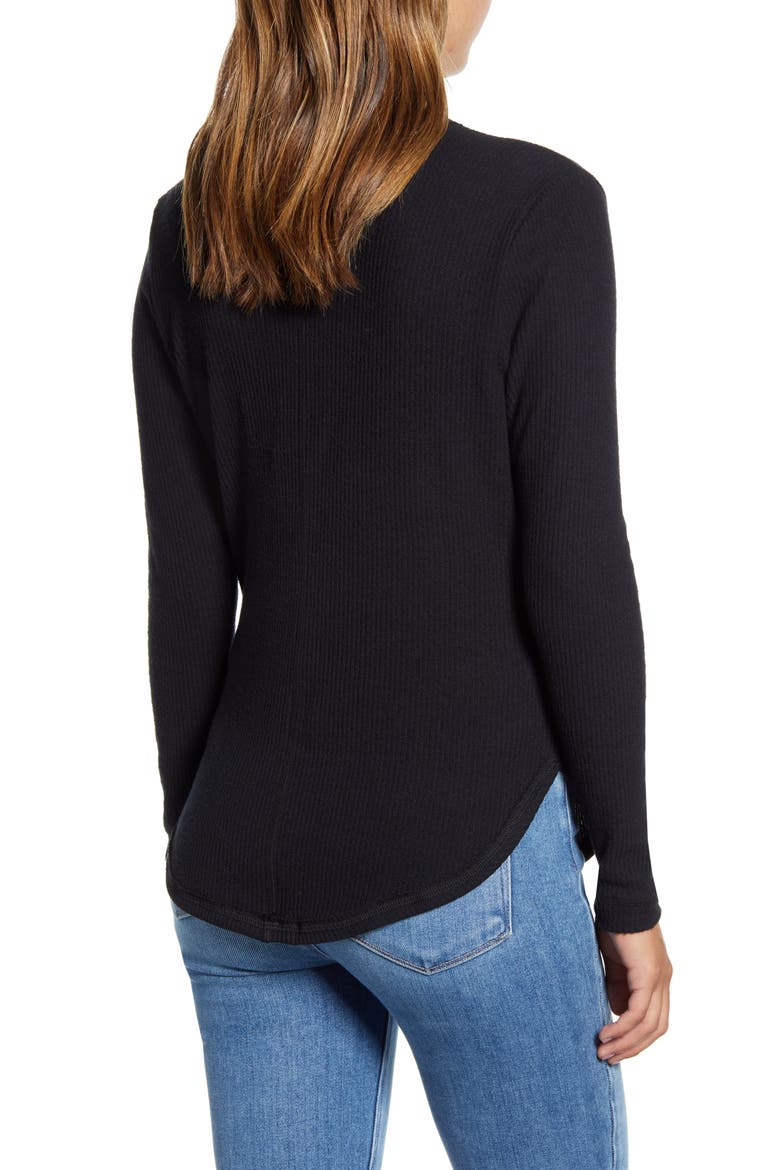 Rib Crossover Top, Alternate, color, BLACK