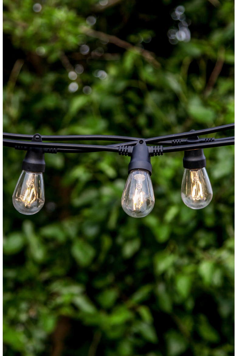 27 ft, 12‑light Solar‑Powered Heavy Duty LED Outdoor String Lights, Weatherproof and Shatterproof Bulbs, Alternate, color, BLACK