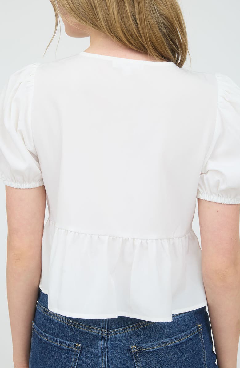 Blu Pepper Bow Embellished Peplum Top, Alternate, color, White