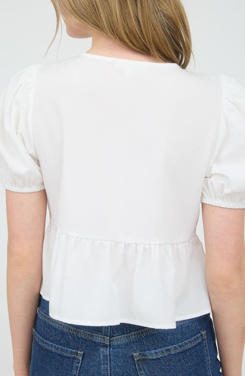BLU PEPPER BLU PEPPER BOW EMBELLISHED PEPLUM TOP 
