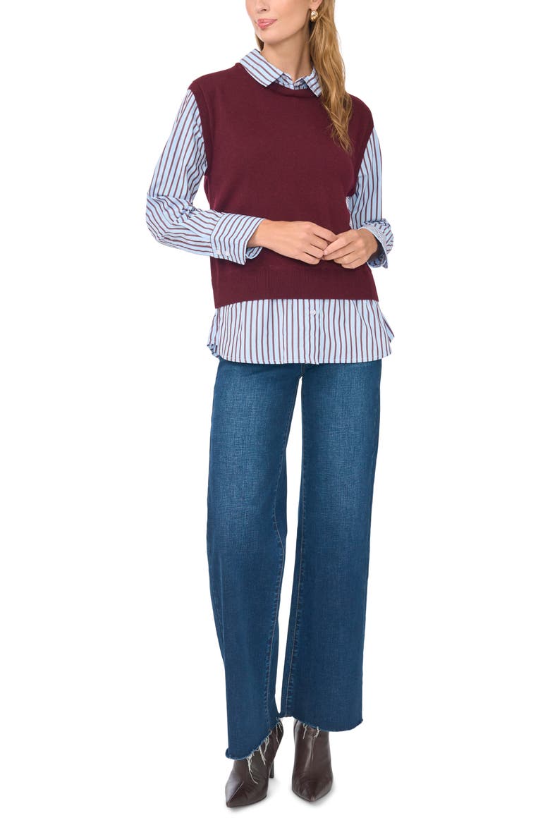 Crewneck Sweater Vest Two-Fer, Alternate, color, WINETASTING