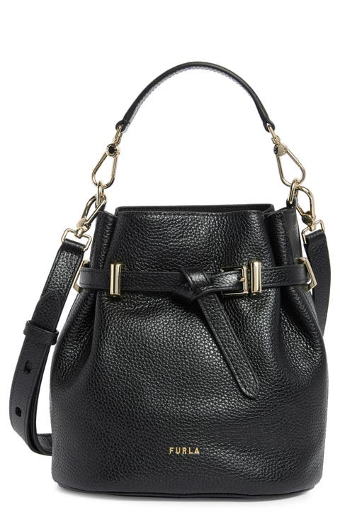Aura Mini Drawstring Leather Bucket Bag