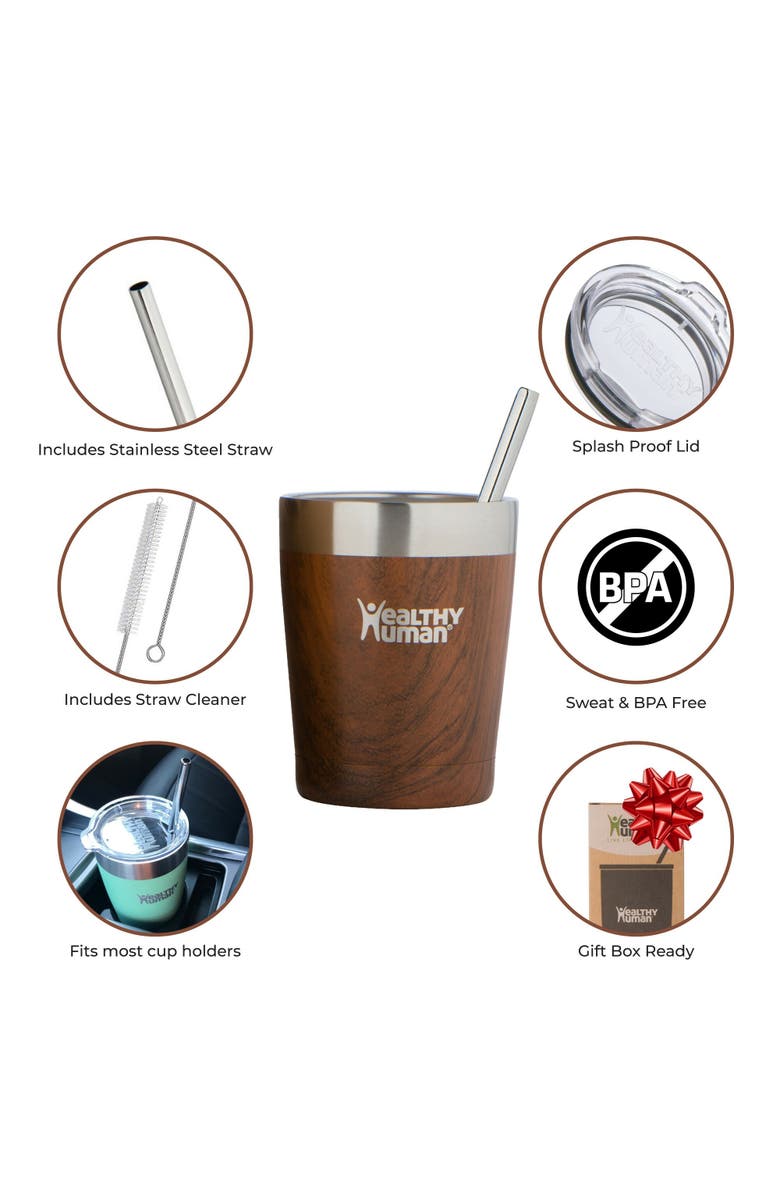 Healthy Human Stainless Steel Tumbler with Straw, 12oz Harvest Maple, Alternate, color, 
