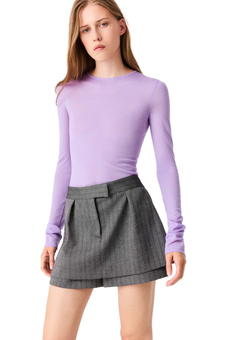 Rhinestone tailored skort, Alternate, color, Grey