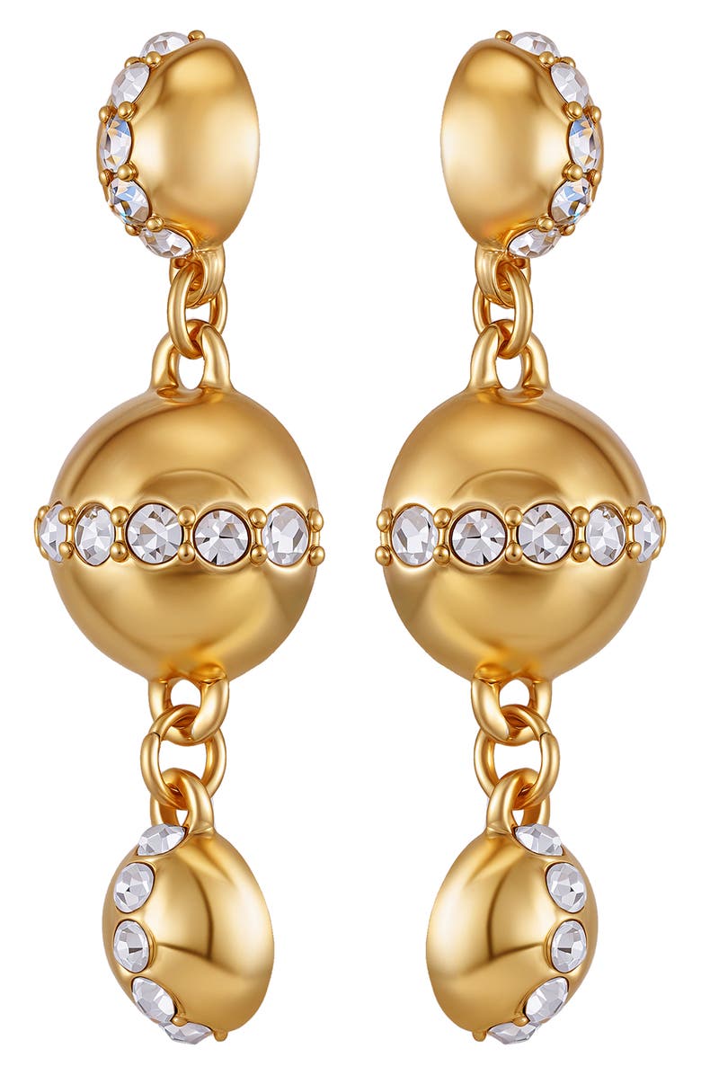 Vince Camuto Crystal Circle Drop Earrings, Alternate, color, Gold Tone