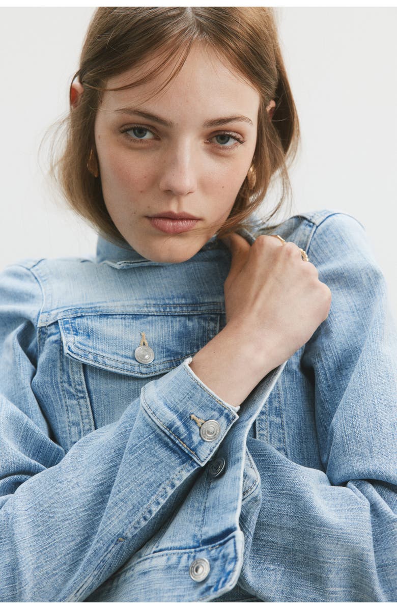 H&M Short Denim Jacket, Alternate, color, Light Denim Blue