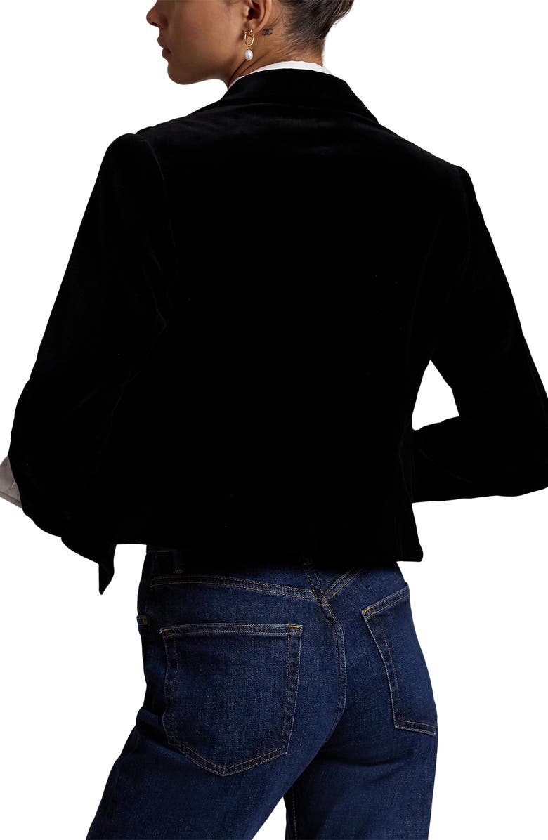 Polo Ralph Lauren Single Breasted Mulberry Silk Lapel Velvet Crop Blazer, Alternate, color, 