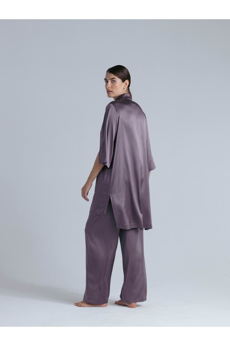 Silk Long Shirt Dress, Alternate, color, Noble Purple
