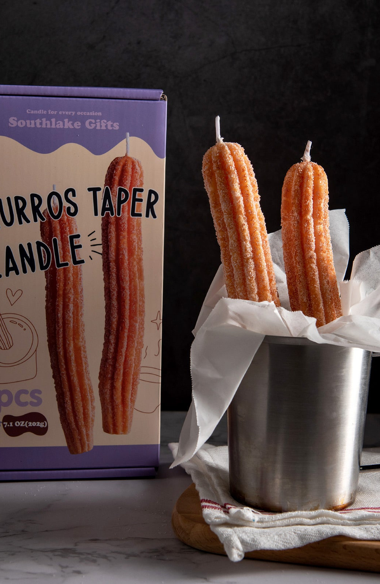 Southlake gifts Churros Taper Candle Set, Alternate, color, Churro Brown