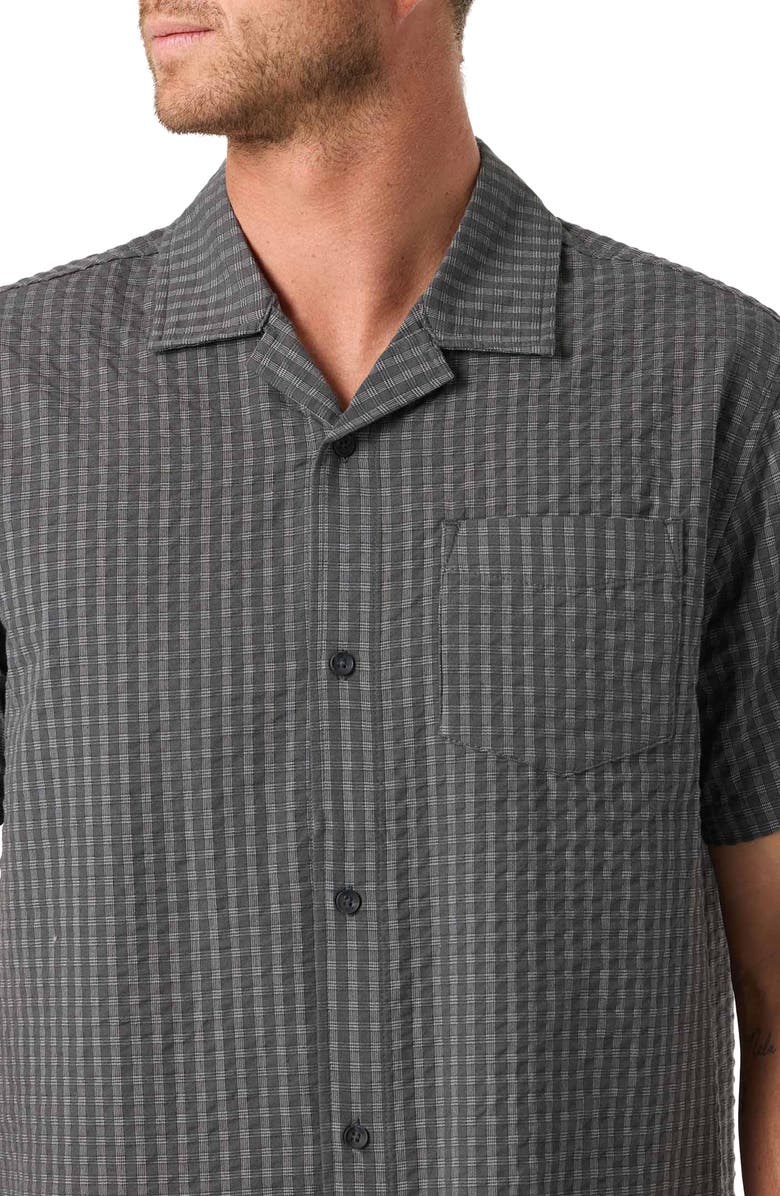 O'Neill OG Seersucker Plaid Camp Shirt, Alternate, color, Dark Shadow