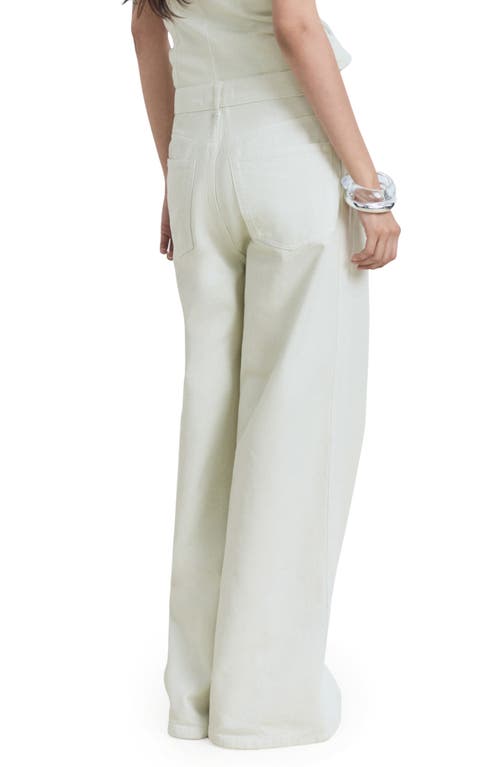 Mango Mid Rise Baggy Ultra Wide Leg Jeans In White