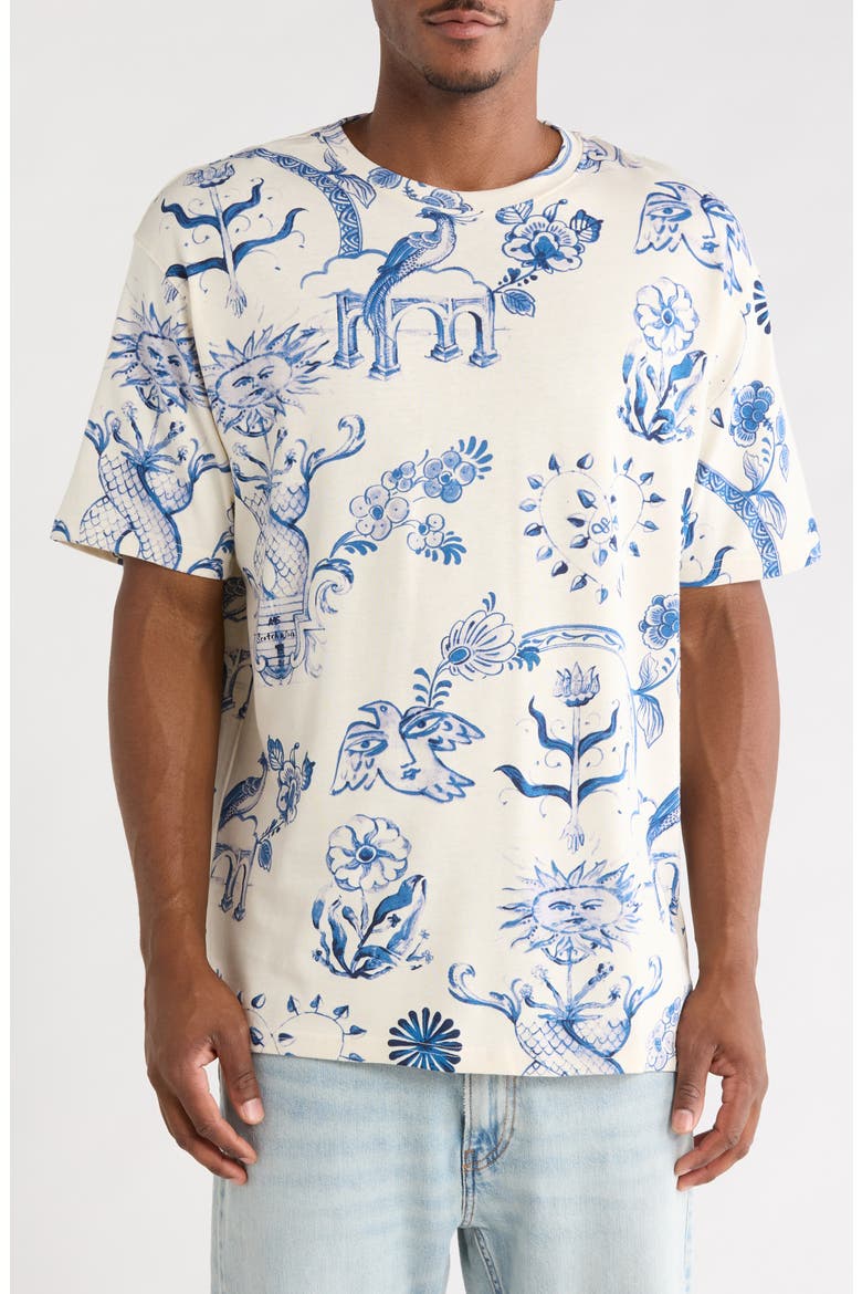 Print Organic Cotton Relaxed T-Shirt, Main, color, LIGHT BEIGE