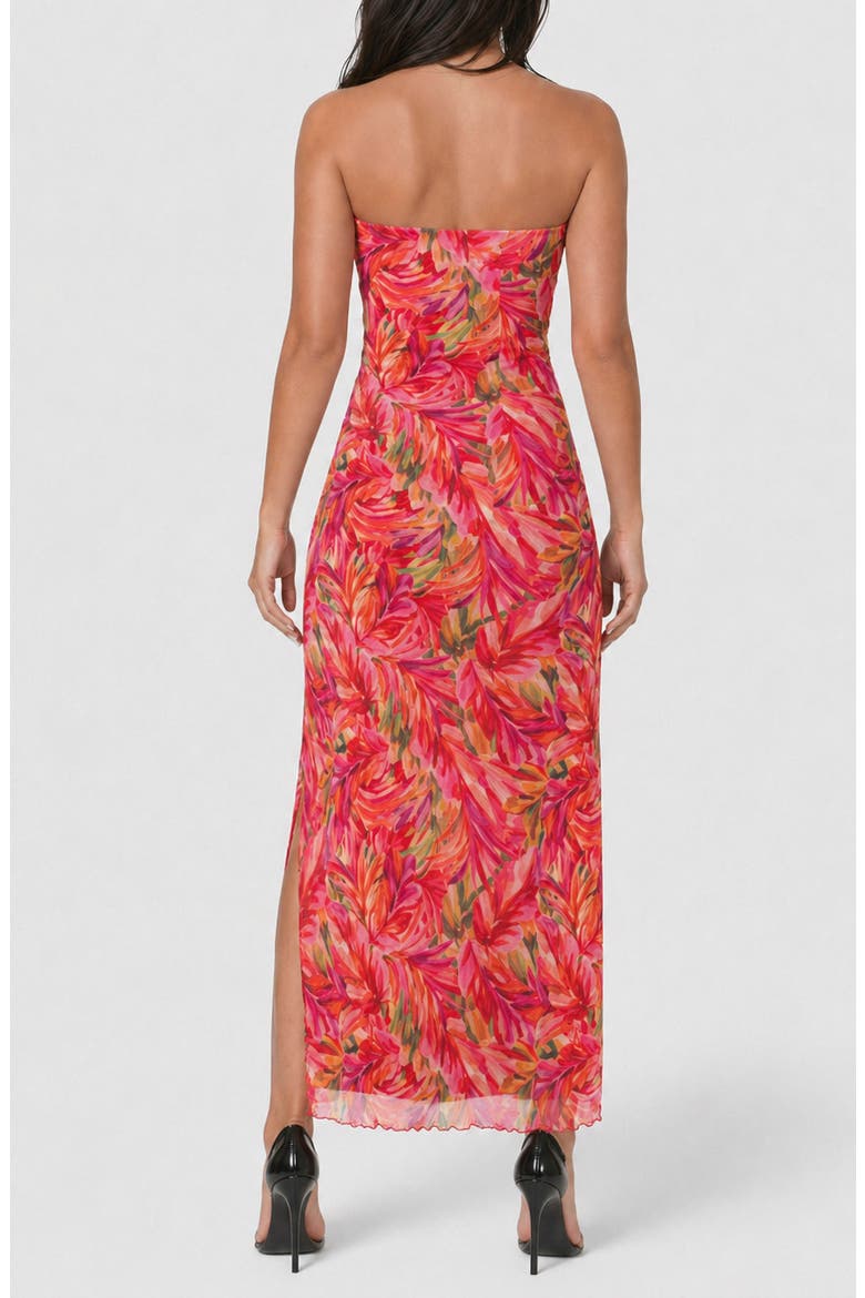 Printed Mesh Strapless Maxi Dress, Alternate, color, PINK FLORAL