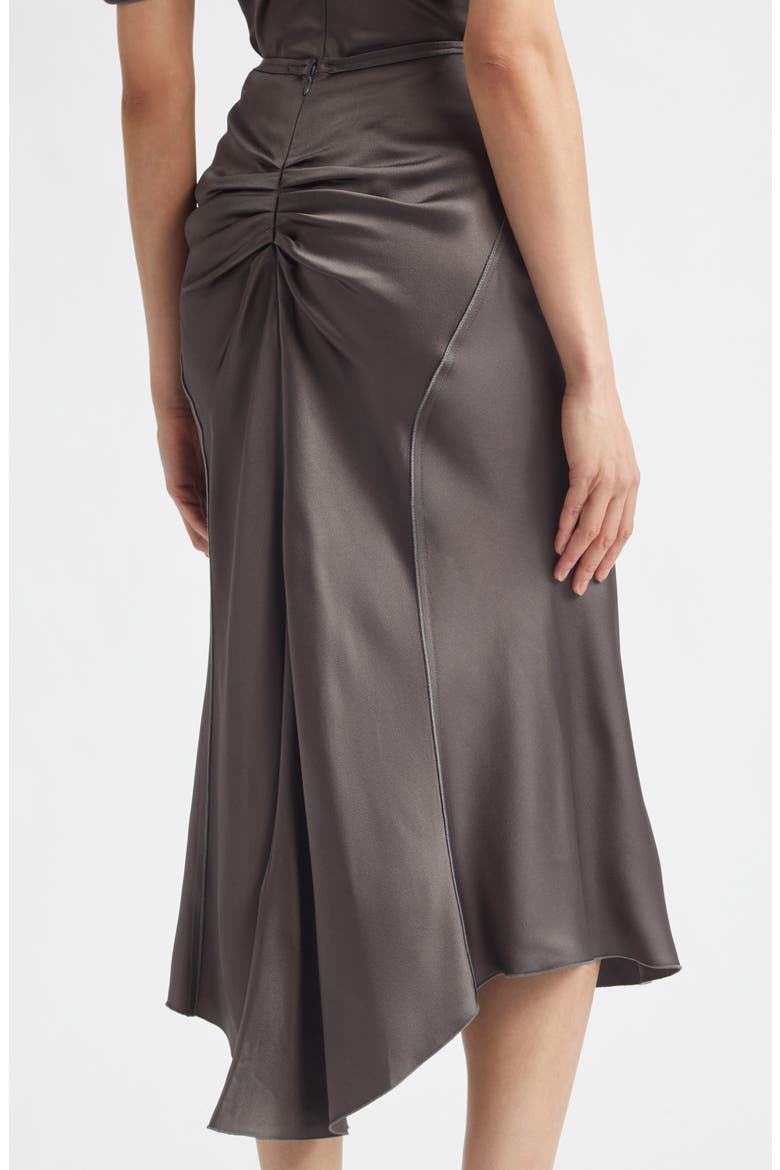 Gathered Satin Midi Skirt, Alternate, color, ORE
