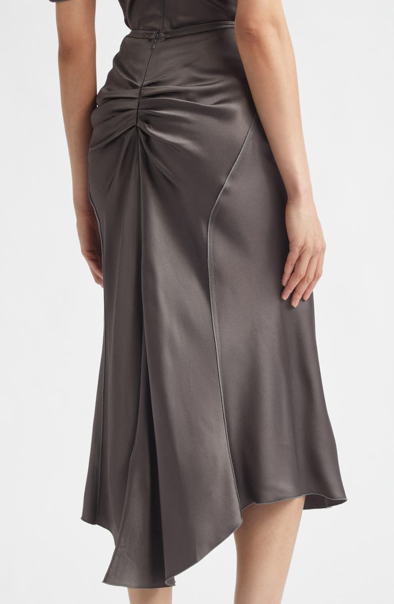 Victoria Beckham Gathered Satin Midi Skirt, Alternate, color, Ore