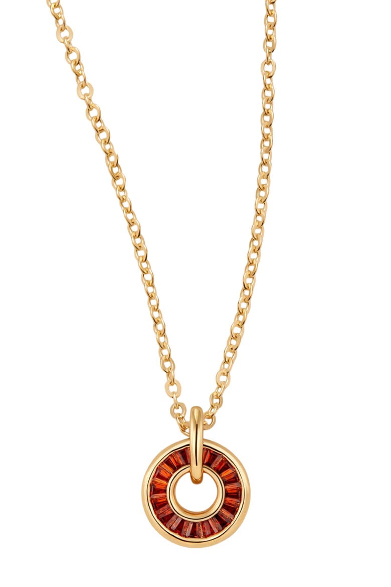 Baguette Birthstone Charm Necklace, Main, color, January Gold Filled