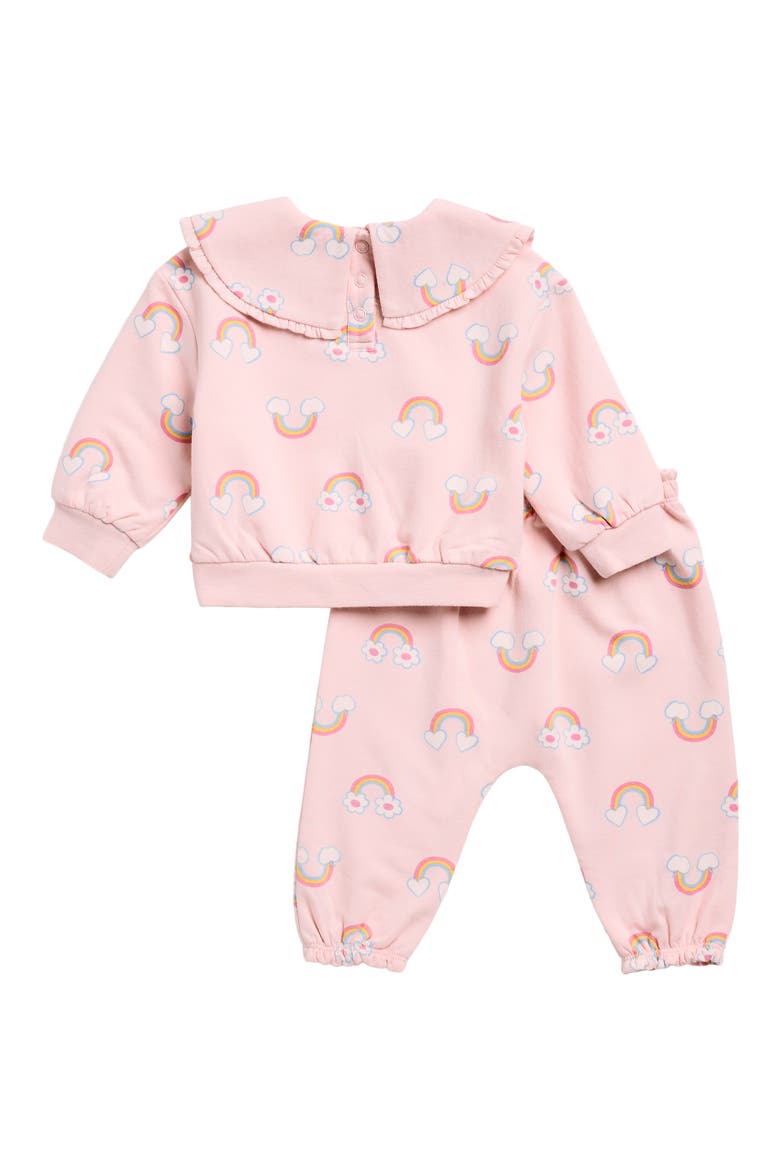 Kids' Ruffle Collar Sweatshirt & Pants Set, Alternate, color, PINK BALM ICON RAINBOWS