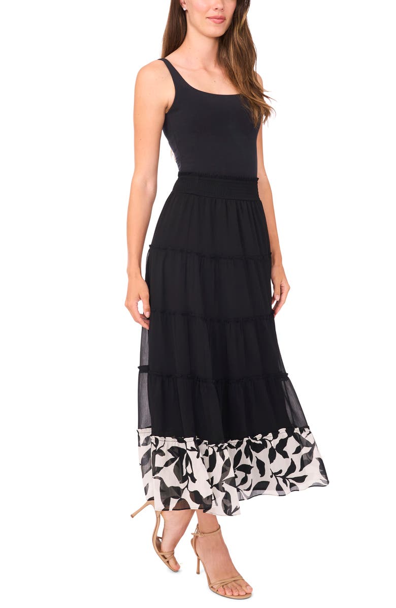 Halogen<sup>®</sup> Tiered Smocked Midi Skirt, Alternate, color, Rich Black