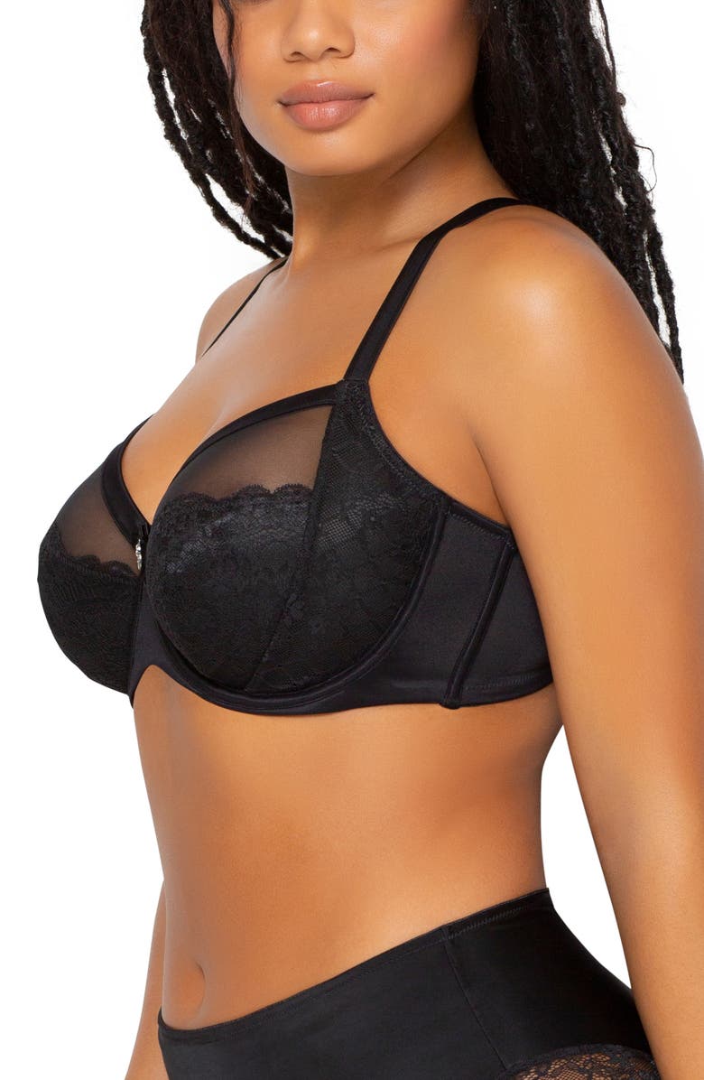 Curvy Couture Luxe Lace Underwire Bra, Alternate, color, Black Hue