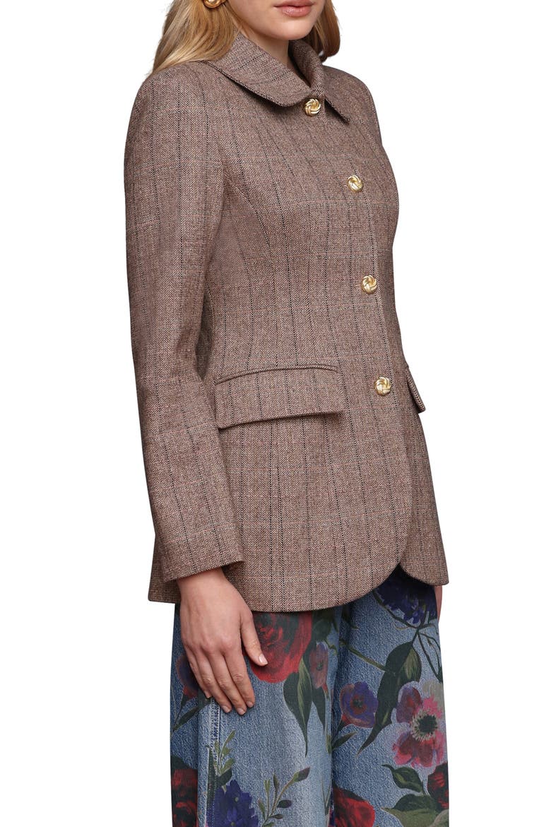 Herringbone Hourglass Blazer, Alternate, color, BROWN HERRINGBONE