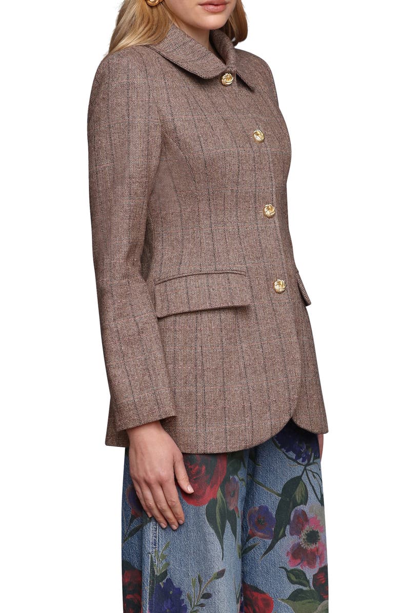 Avec Les Filles Herringbone Hourglass Blazer, Alternate, color, Brown Herringbone