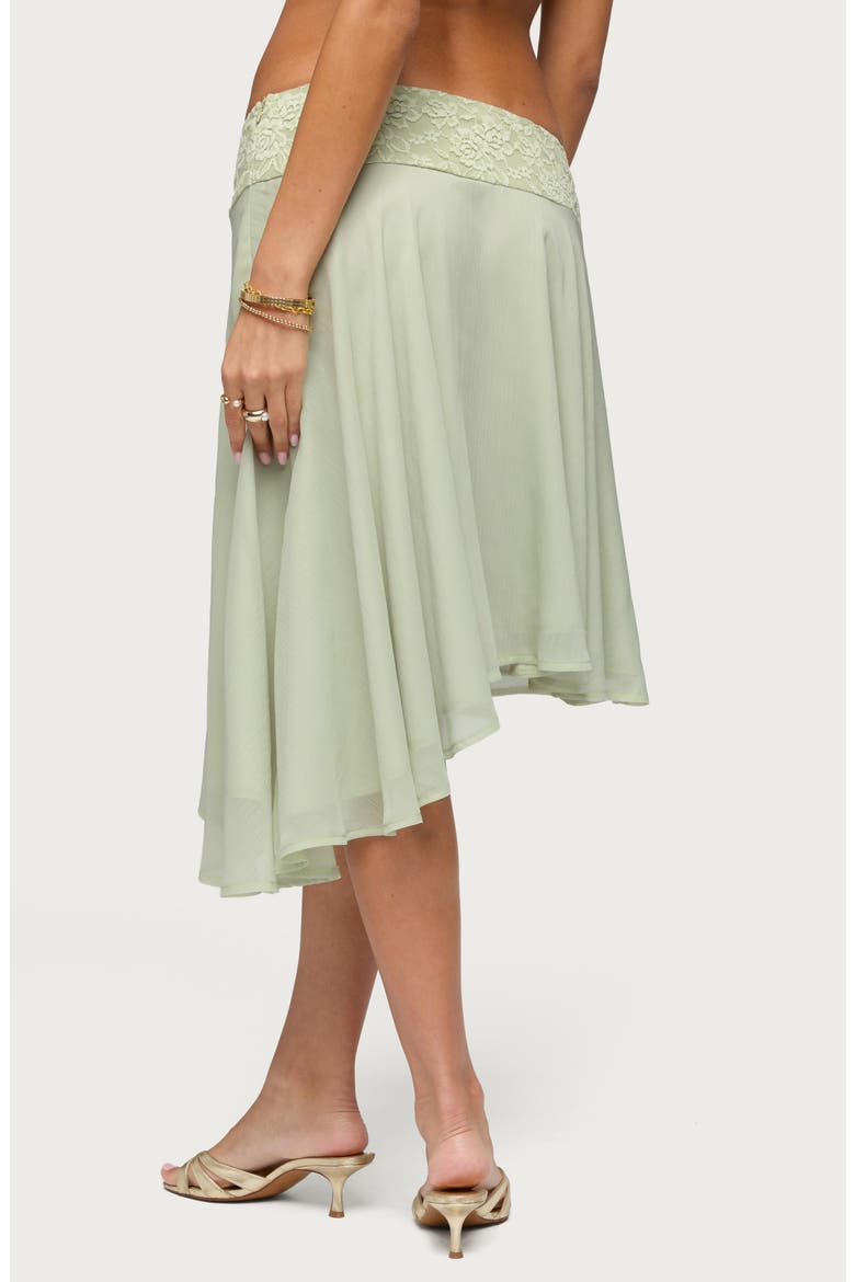 Evia Lacey Asymmetric Midi Skirt, Alternate, color, SAGE