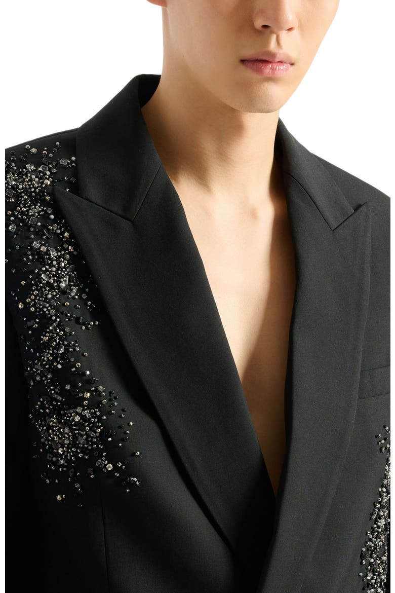 Wool blazer with "Sand Effect Amethyst" embroidery, Alternate, color, black