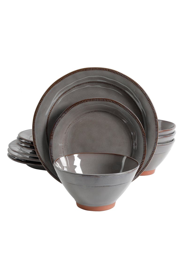 Terranea 12 Piece Dinnerware Set, Alternate, color, Grey