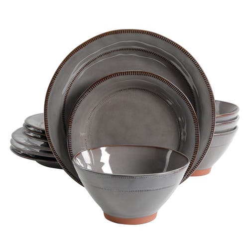 Gibson Elite Terranea 12 Piece Dinnerware Set In Gray