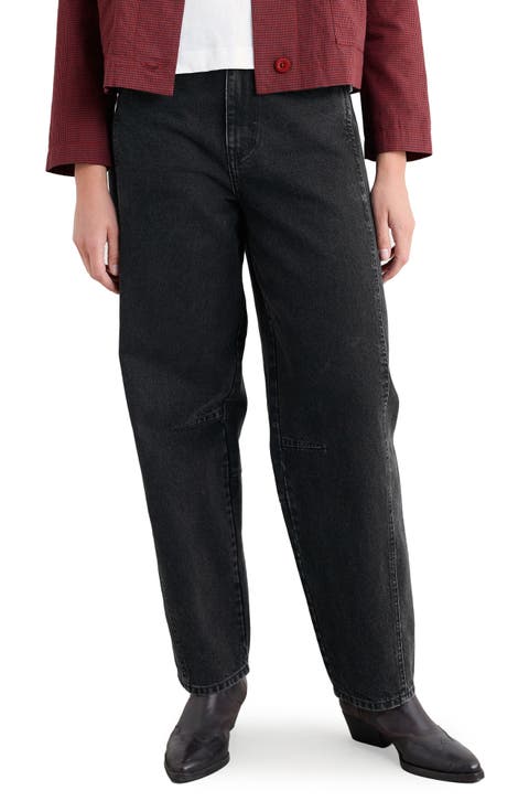 Gwenver Tapered Ankle Jeans (Washed Black) (Petite)