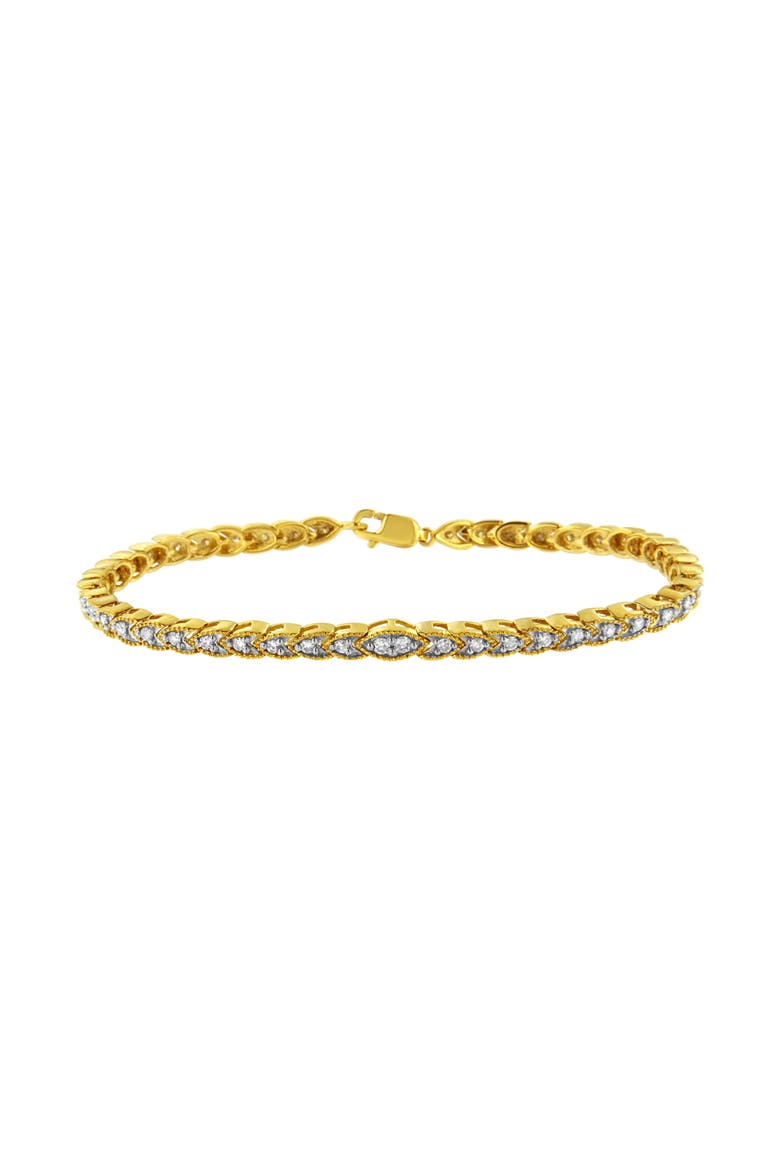 10K Yellow Gold Plated Silver 1 cttw Prong-Set Diamond Pear Shape Link Bracelet, Main, color, Yellow