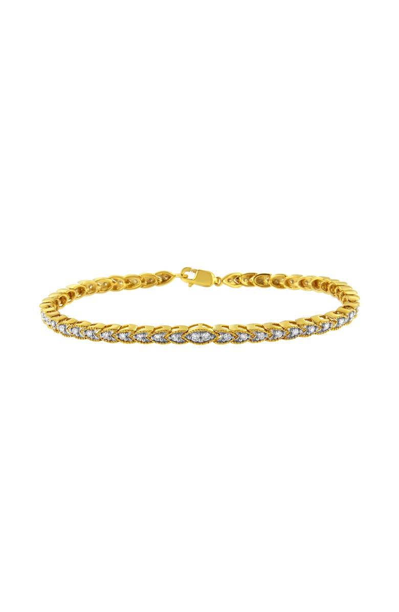 Haus of Brilliance 10K Yellow Gold Plated Silver 1 cttw Prong-Set Diamond Pear Shape Link Bracelet, Main, color, Yellow