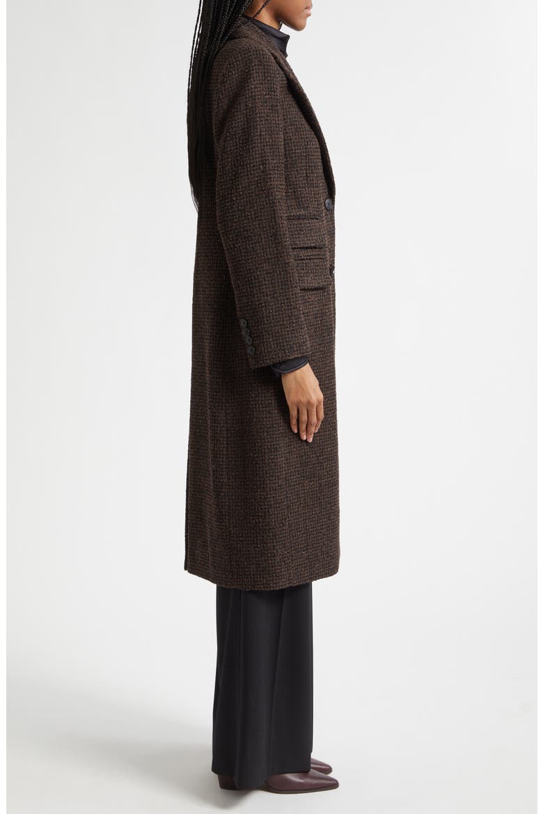 Kai Check Wool Blend Bouclé Coat, Alternate, color, CHOCOLATE BROWN