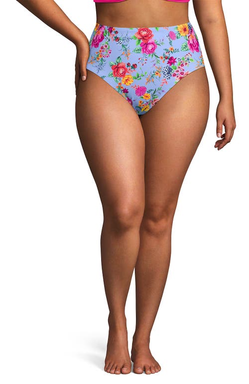 LANDS' END LANDS' END RIBBED SMOOTHING HIGH WAISTED BIKINI BOTTOMS