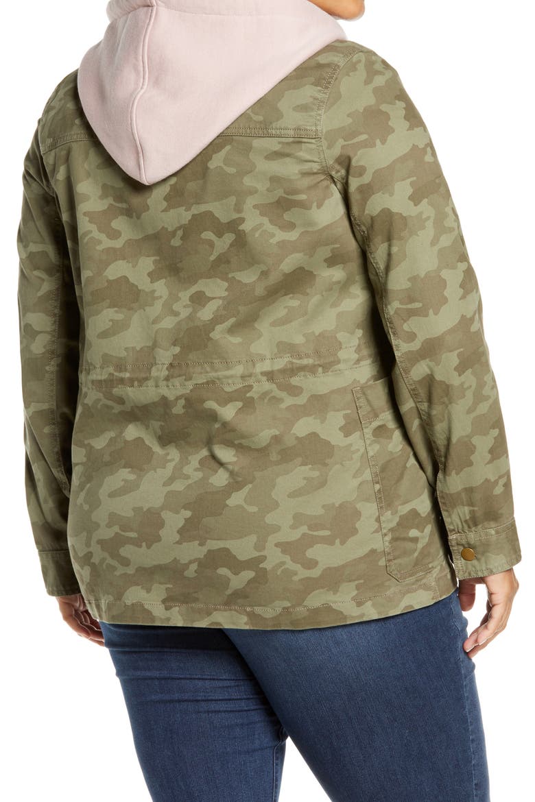 Hooded Stretch Cotton Utility Jacket, Alternate, color, OLIVE LICHEK CAMO PRINT