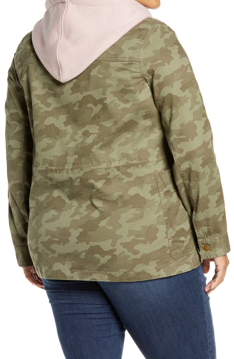 Caslon<sup>®</sup> Hooded Stretch Cotton Utility Jacket, Alternate, color,