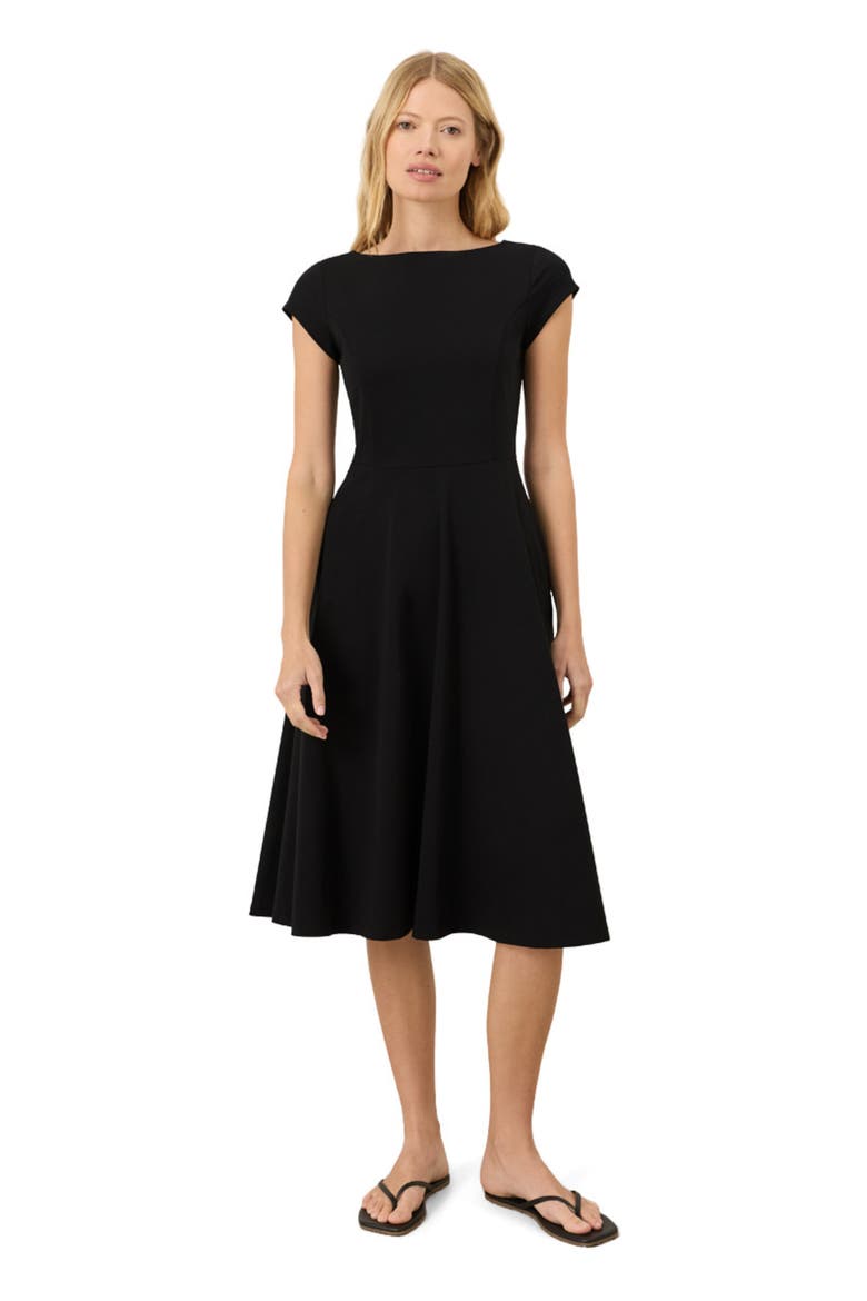 Fit & Flare Ballet Neck Dress Made With Organic Cotton, Main, color, Black