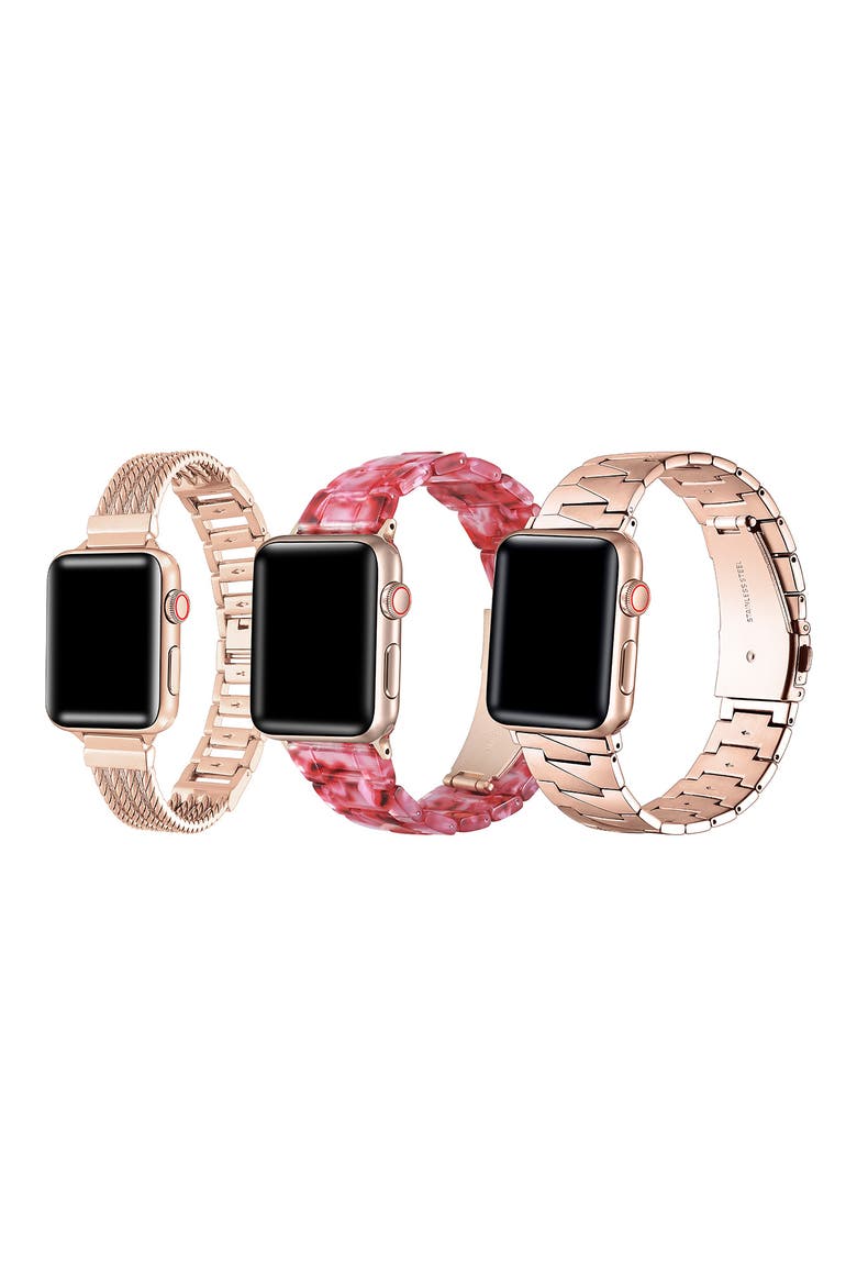 Scarlett, Clara & Claire 3-Pack Watchbands, Main, color, ROSE GOLD