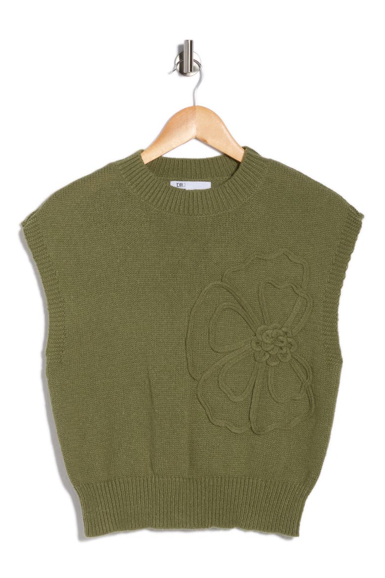 Floral Appliqué Sweater, Alternate, color, GREEN