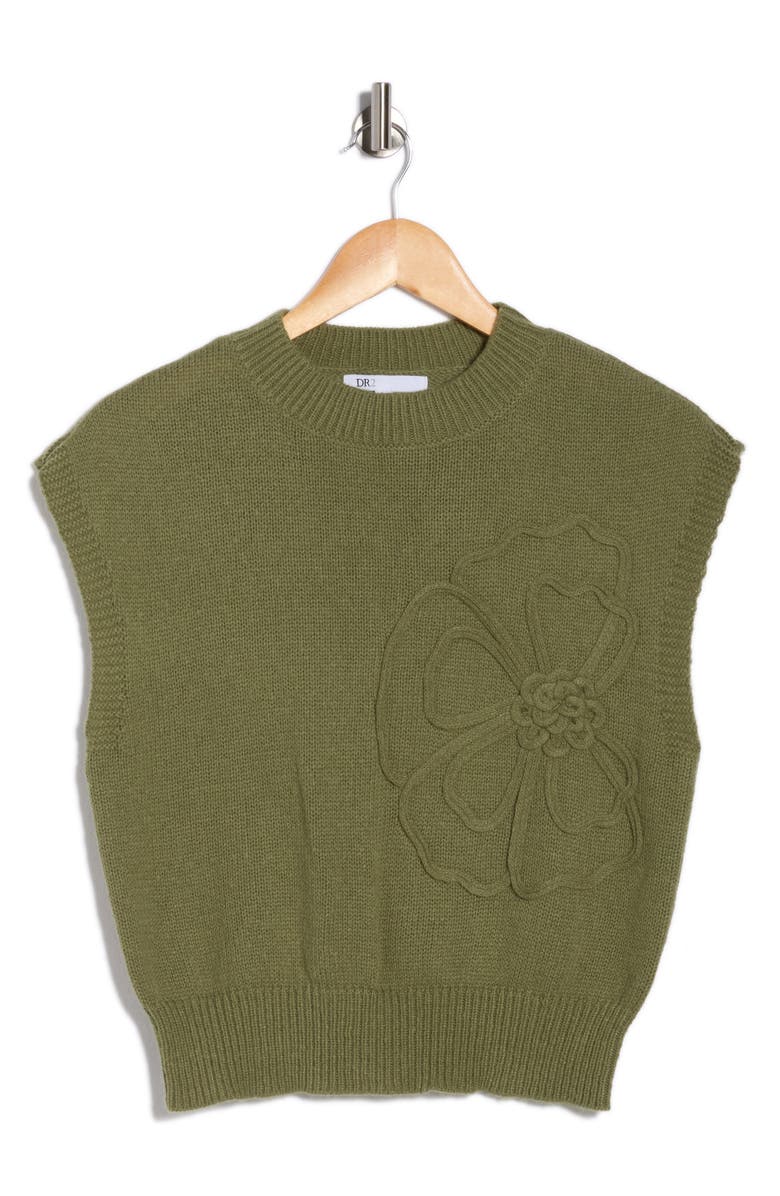 DR2 by Daniel Rainn Floral Appliqué Sweater, Alternate, color, Green