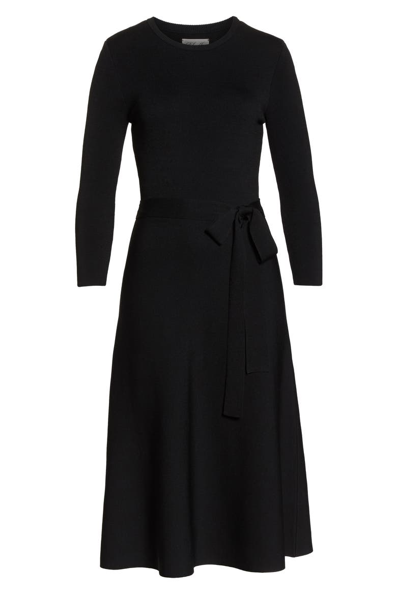Fit & Flare Sweater Dress, Alternate, color, BLACK
