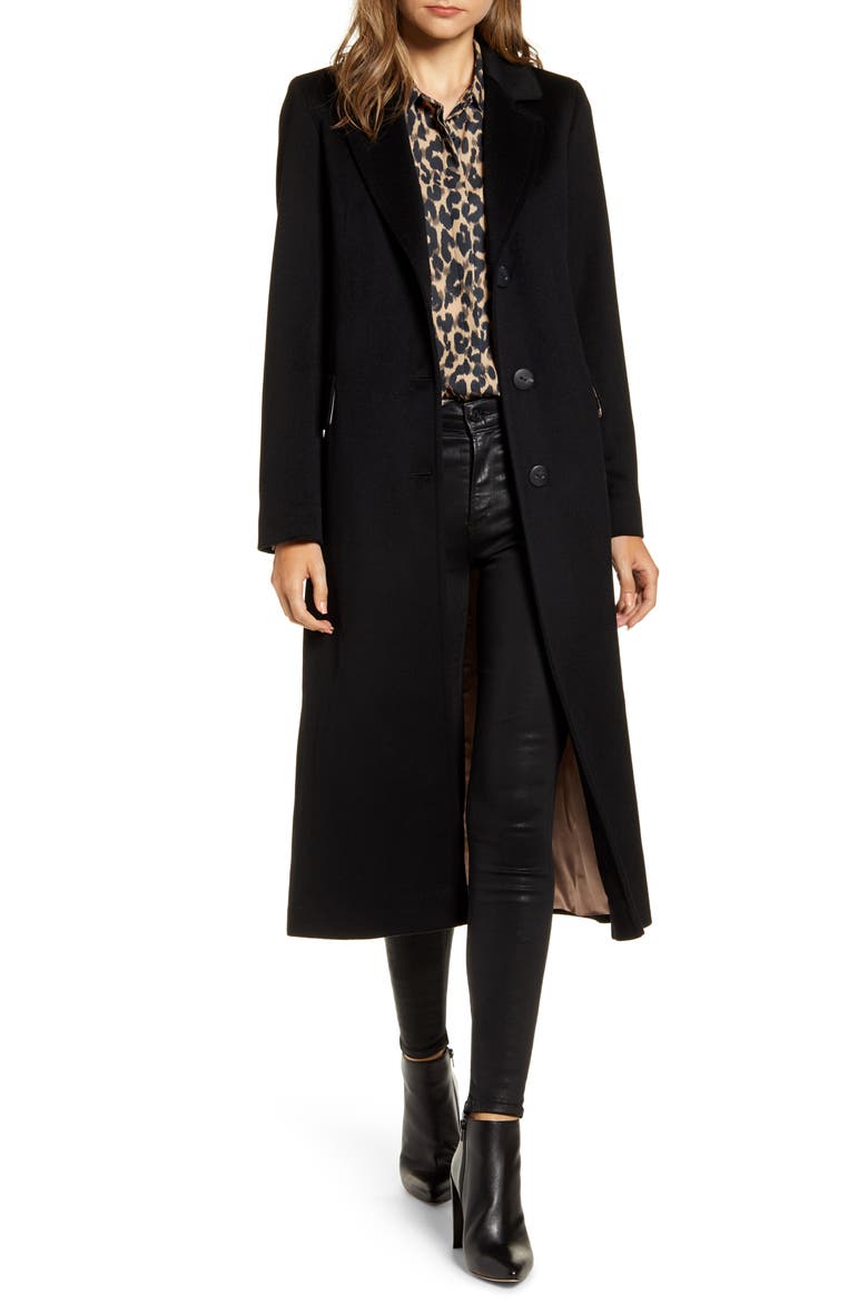 Notch Collar Wool Maxi Coat (Nordstrom Exclusive), Main, color, BLACK
