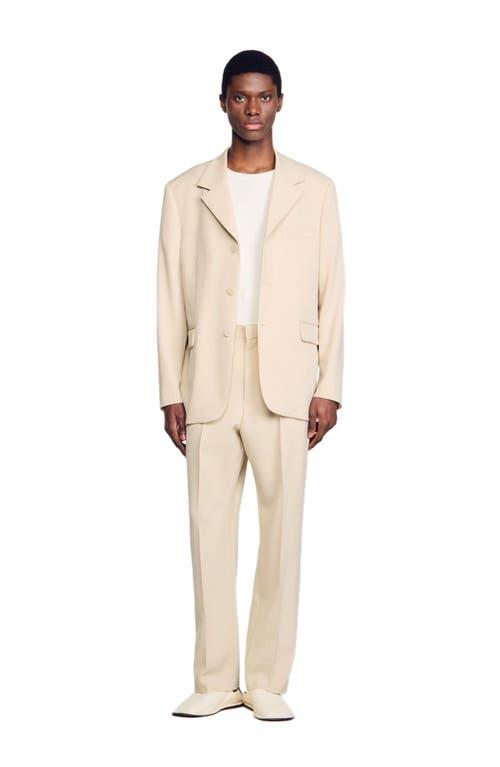Sandro Oversized Wool Suit Jacket In Oats