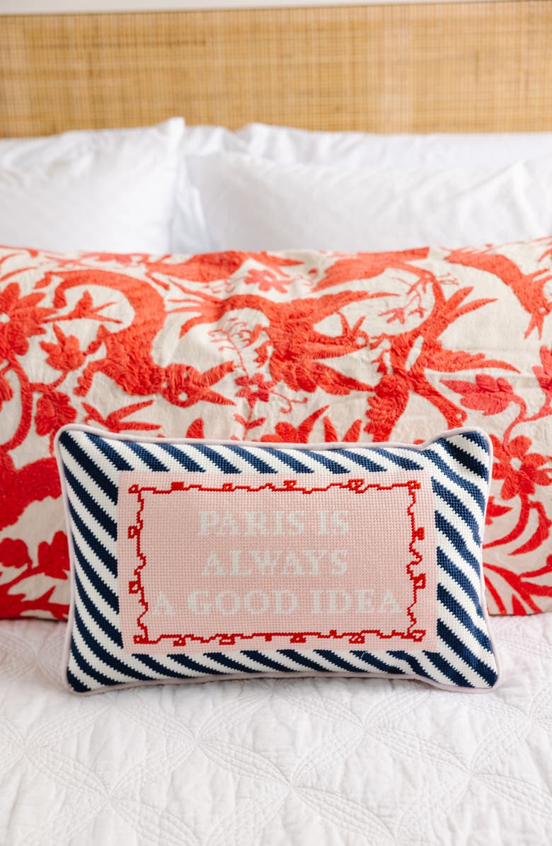 Furbish Paris Needlepoint Pillow, Alternate, color, Ivory, Black, Peach