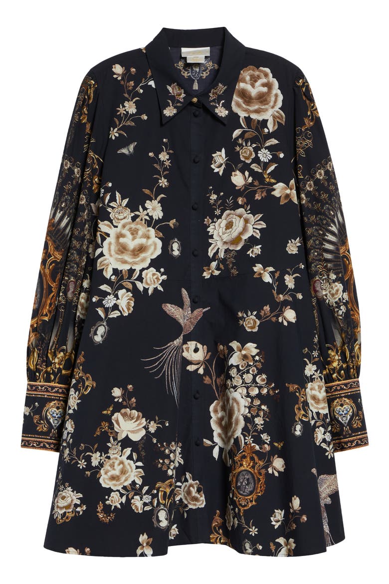 Flamenco Folklore Print Long Sleeve Organic Cotton Poplin Shirtdress, Alternate, color, FLAMENCO FOLKLORE